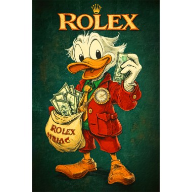 McDuck met geld en Rolex